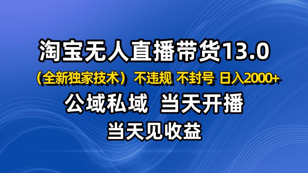 淘宝无人直播13.0,公域私域技术,不封号,不违规 布局下半年旺季赛道,日入2000+-桀创项目掘金社