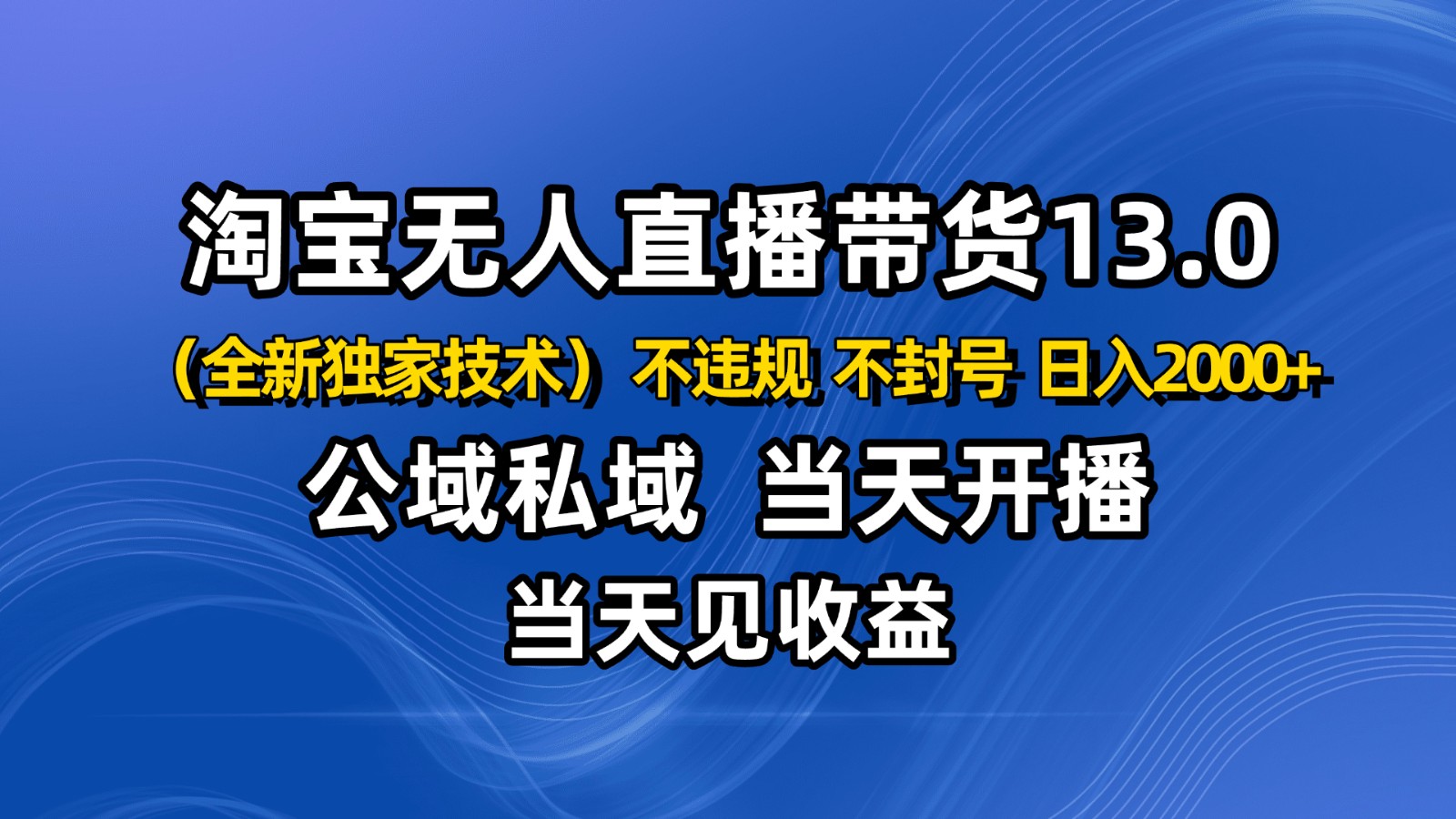 淘宝无人直播13.0,公域私域技术,不封号,不违规 布局下半年旺季赛道,日入2000+-桀创项目掘金社