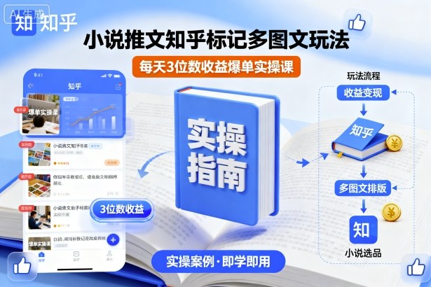 小说推文知乎标记多图文玩法，每天3位数收益爆单实操课-桀创项目掘金社