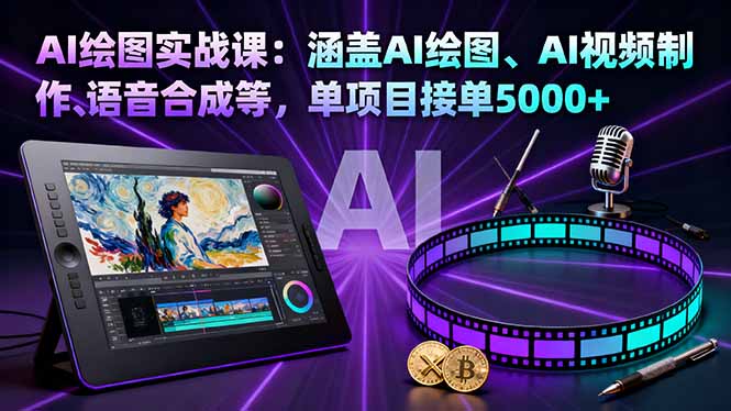 AI绘图实战课：涵盖AI绘图、AI视频制作、语音合成等，单项目接单5000+-桀创项目掘金社