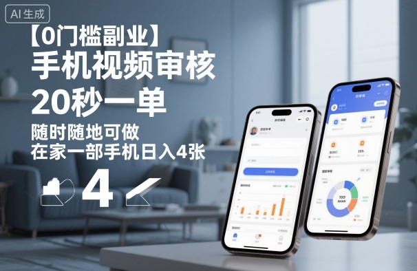 【0门槛副业】手机视频审核，20秒一单，随时随地可做，在家一部手机日入4张【揭秘】-桀创项目掘金社