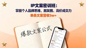 IP文案密训班：掌握个人品牌思维、朋友圈、高价成交力，单条文案营收5w+-桀创项目掘金社