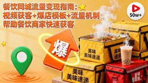 餐饮同城流量变现指南：视频获客+爆店模板+流量机制 帮助餐饮商家快速获客-桀创项目掘金社
