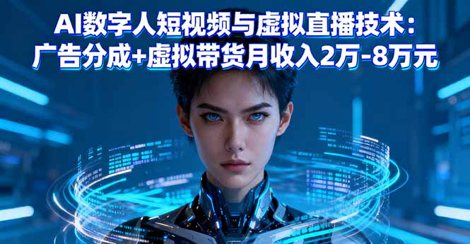 AI数字人短视频与虚拟直播技术：广告分成+虚拟带货月收入2万-8万元-桀创项目掘金社