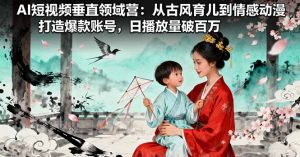 AI短视频垂直领域营:从古风育儿到情感动漫,打造爆款账号,日播放量破百万-桀创项目掘金社