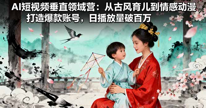 AI短视频垂直领域营：从古风育儿到情感动漫，打造爆款账号,日播放量破百万-桀创项目掘金社