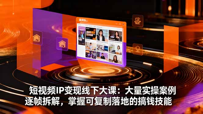 短视频IP变现线下大课:大量实操案例逐帧拆解,掌握可复制落地的搞钱技能-桀创项目掘金社
