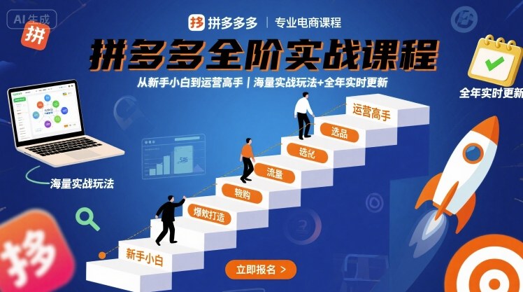 拼多多全阶实战课程,从新手小白到运营高手,海量实战玩法+全年实时更新【2025年10月更新】-桀创项目掘金社