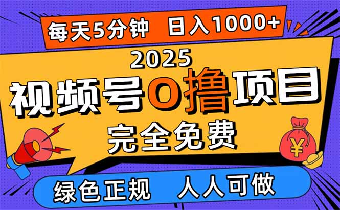 2025视频号0撸项目,5分钟一个号,日入1000+,人人可做-桀创项目掘金社