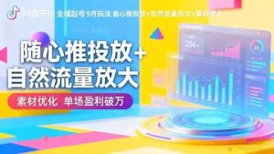 抖音千川全域起号9月玩法:随心推投放+自然流量放大+素材优化,单场盈利破万-桀创项目掘金社