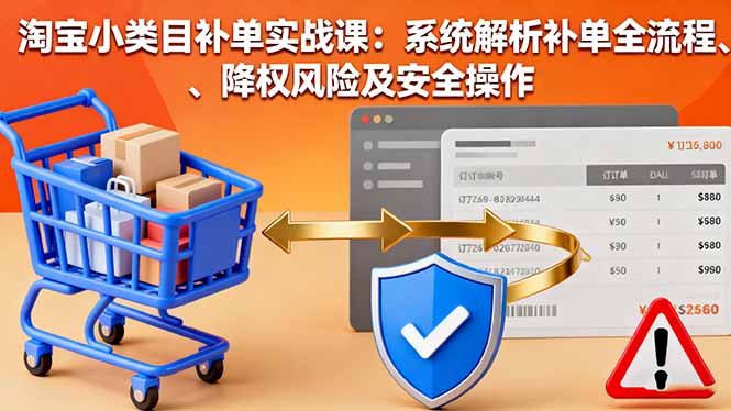 淘宝小类目补单实战课：系统解析补单全流程、降权风险及安全操作-桀创项目掘金社