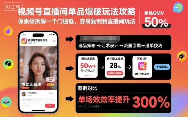 视频号直播间单品爆破玩法攻略,像素级拆解一个门槛低,容易复制到直播间玩法-桀创项目掘金社