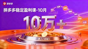 拼多多稳定盈利课-10月,强付费SOP+微付费高投产+活动矩阵,单店月入10万+-桀创项目掘金社