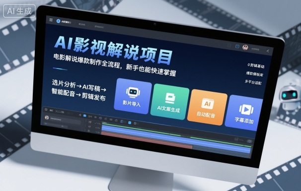 AI影视解说项目，电影解说爆款制作全流程，新手也能快速掌握-桀创项目掘金社