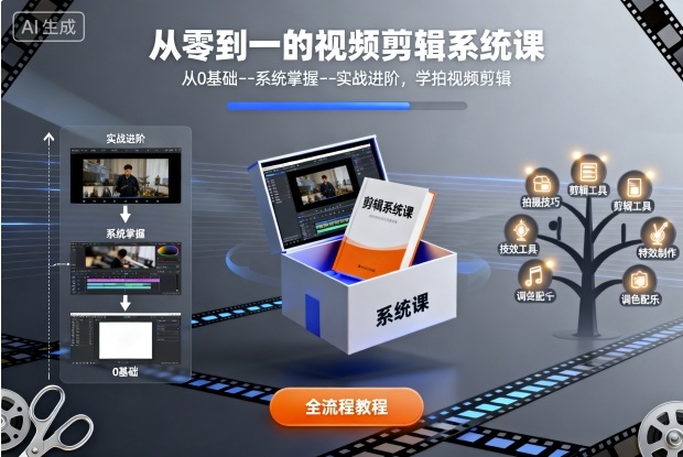 从零到一的视频剪辑系统课，从0基础–系统掌握–实战进阶，学拍视频剪辑-桀创项目掘金社