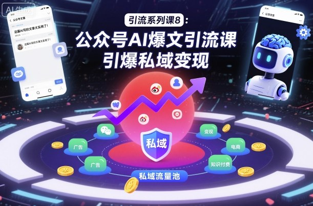 引流系列课8:公众号AI爆文引流课,引爆私域变现-桀创项目掘金社