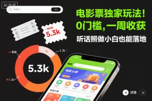 电影票独家玩法!0门槛,一周收获5.3k,听话照做小白也能落地【揭秘】-桀创项目掘金社