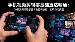 手机视频剪辑零基础直达精通：100节实操课程掌握专业剪辑技能，实现稳...-桀创项目掘金社