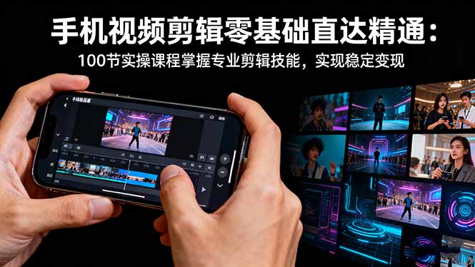 手机视频剪辑零基础直达精通：100节实操课程掌握专业剪辑技能，实现稳...-桀创项目掘金社