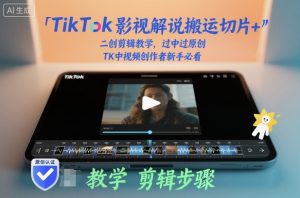 TikTok影视解说搬运切片+二创剪辑教学,过中过原创,TK中视频创作者新手必看-桀创项目掘金社