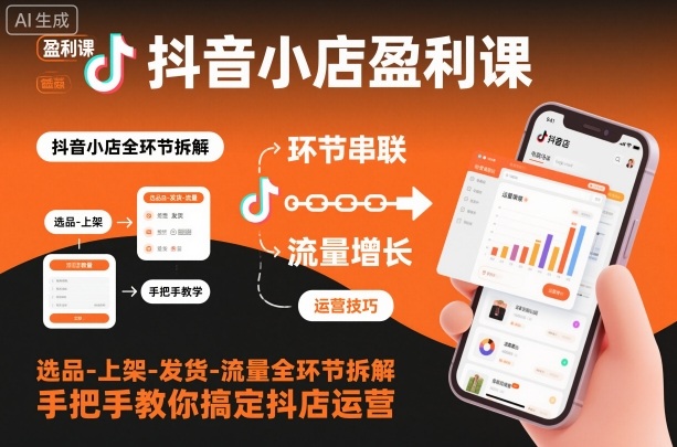 抖音小店盈利课-选品-上架-发货-流量全环节拆解,手把手教你搞定抖店运营-桀创项目掘金社