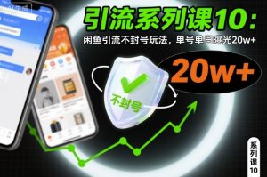 引流系列课10：闲鱼引流不封号玩法，单号单日曝光20w+-桀创项目掘金社