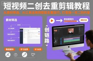短视频二创去重剪辑教程，从素材筛选、AI工具运用到智能去重技巧，打造独一无二的内容-桀创项目掘金社