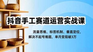 抖音手工赛道运营实战课，流量思维、标签机制、垂直定位，解决不起号难题，单月变现破3万-桀创项目掘金社