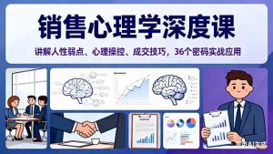 销售心理学深度课，讲解人性弱点、心理操控、成交技巧，36个密码实战应用-桀创项目掘金社