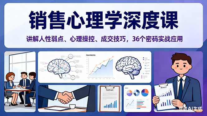 销售心理学深度课，讲解人性弱点、心理操控、成交技巧，36个密码实战应用-桀创项目掘金社