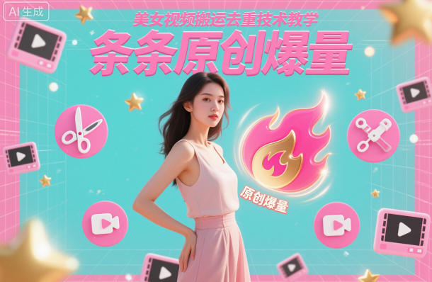 美女视频搬运去重技术教学，条条原创爆量-桀创项目掘金社