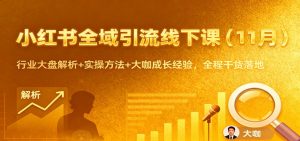 小红书全域引流线下课(11月)：行业大盘解析+实操方法+大咖成长经验，全程干货落地-桀创项目掘金社