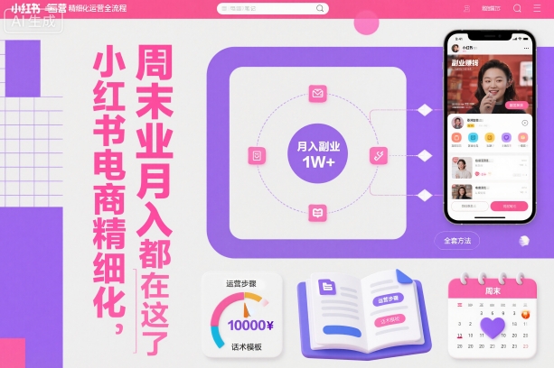 小红书电商精细化运营全流程，周末副业月入1W+，全套方法都在这了-桀创项目掘金社