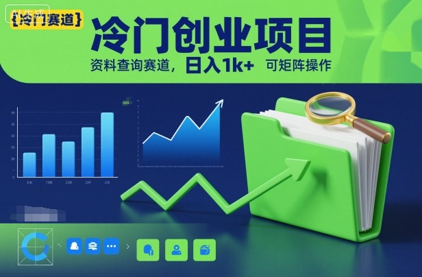 冷门创业项目，资料查询赛道，日入1k+，可矩阵操作-桀创项目掘金社