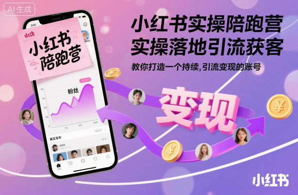 小红书实操陪跑营,实操落地引流获客,教你打造一个持续引流变现的账号-桀创项目掘金社