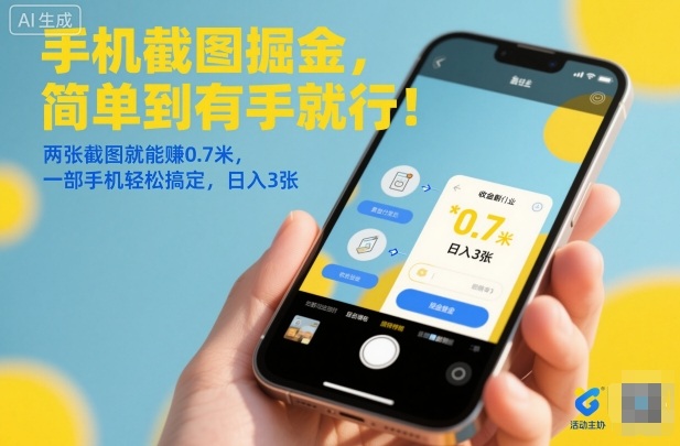 手机截图掘金，简单到有手就行！两张截图就能賺0.7米，一部手机轻松搞定，日入3张【揭秘】-桀创项目掘金社