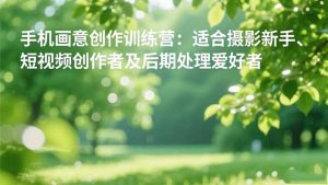 手机摄影之画意创作训练营：适合摄影新手、短视频创作者及后期处理爱好者-桀创项目掘金社