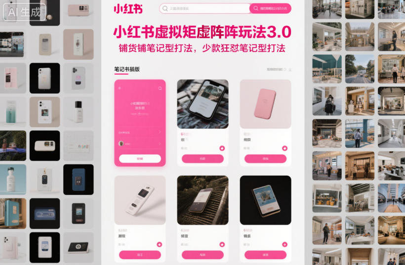 小红书虚拟矩阵玩法3.0，铺货铺笔记型打法，少款狂怼笔记型打法-桀创项目掘金社