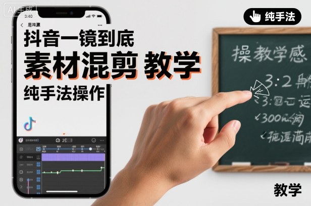 抖音一镜到底素材混剪教学，纯手法操作-桀创项目掘金社