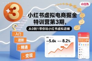 小红书虚拟电商掘金特训营第3期,从0到1带你玩小红书虚拟店铺-桀创项目掘金社
