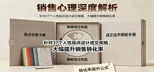 销售心理深度解析:针对37个人性弱点设计成交策略,大幅提升销售转化率!-桀创项目掘金社