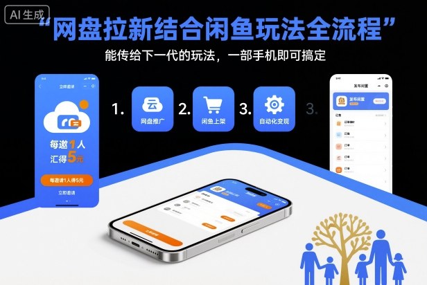 网盘拉新结合闲鱼玩法全流程，能传给下一代的玩法，一部手机即可搞定(附入口渠道以及实操教程)-桀创项目掘金社