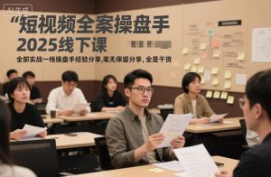 短视频全案操盘手2025线下课，全部实战一线操盘手经验分享，毫无保留分享，全是干货-桀创项目掘金社