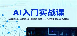 AI入门实战课：神经网络+卷积网络+目标检测算法，30天掌握AI核心基础-桀创项目掘金社