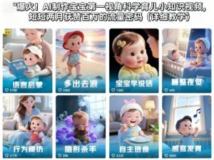 爆火!AI制作宝宝第一视角科学育儿小知识视频,短短两月获赞百万的流量密码(详细教学)-桀创项目掘金社