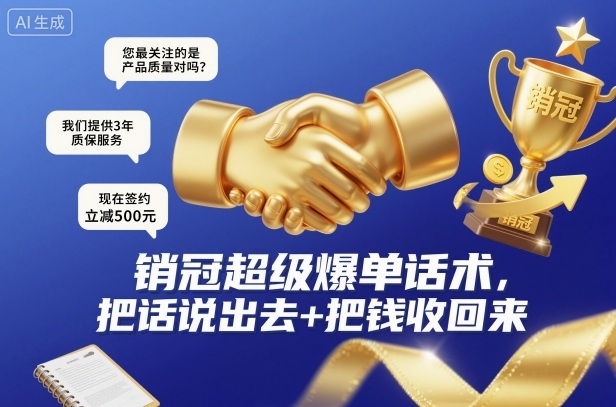 销冠超级爆单话术,把话说出去+把钱收回来-桀创项目掘金社