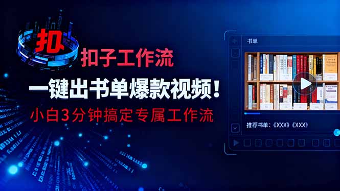 利用扣子工作流一键生成书单爆款视频,小白三分钟搞定专属工作流-桀创项目掘金社
