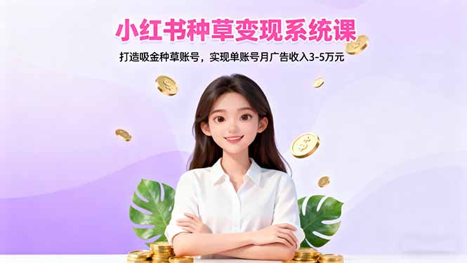 小红书种草变现系统课：打造吸金种草账号，实现单账号月广告收入3-5万元-桀创项目掘金社