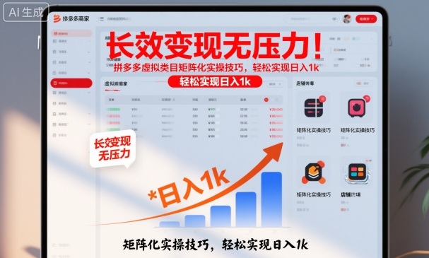 长效变现无压力！拼多多虚拟类目矩阵化实操技巧，轻松实现日入1k【揭秘】-桀创项目掘金社