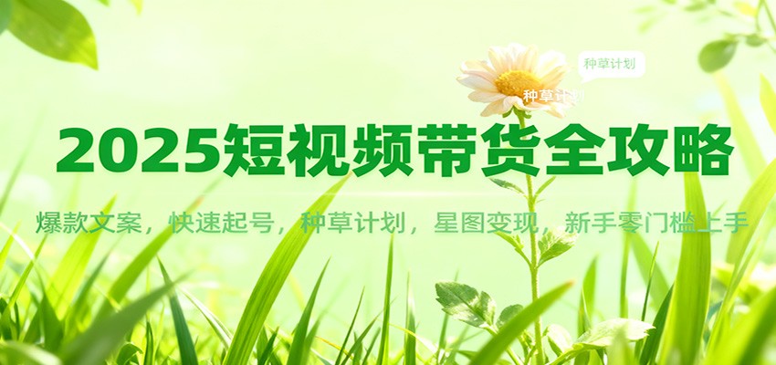 2025短视频带货全攻略：爆款文案，快速起号，种草计划，星图变现，新手零门槛上手-桀创项目掘金社